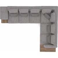 AEA Luxus Grau Polstersofa L-Form Holz Couchtisch mit Beistelltisch Wohnzimmer