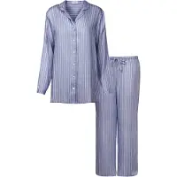 Seidensticker Pyjama , Damen, Gr. 46, blau (dunkelblau), 100% Modal, gestreift, Homewear-Sets Pyjama