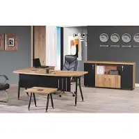 AEA Gruppe Büro Eckbürotisch Arbeitszimmermöbel Schrank 3tlg Holz Schwarz