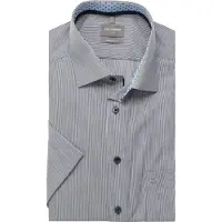 Olymp Kurzarmhemd "Luxor", Herren, Gr. 40, N-Gr, grau (marine), Web, Obermaterial: 100% Baumwolle, comfort fit normal, Hemden Kurzarmhemd, Businesshemd, comfort fit, New-Kentkragen