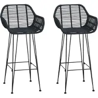 Syfax Barstuhl 2 stk. Schwarz 55 x 52 x 105 cm Rattan und Eisen