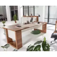 AEA Moderner Schreibtisch Luxus Büromöbel Braun Holz Schubladen Exklusiv