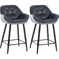 CLP 2er Set Barhocker Gibson Samt I Sitzhöhe 76 cm I Tresenstühle Mit Fußstütze, Farbe: creme
