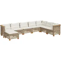 Syfax 8-tlg. Garten-Sofagarnitur mit Kissen Beige Poly Rattan