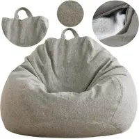 AD.CON Sitzsack mit ECO Füllung Puff Relax-Sessel Sitzkissen Bodenkissen Bean Bag 90x110x50cm 250L Hellgrau