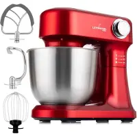 Lehmann Küchenmaschine mit Zubehör-Set, 1500W, 5L Rührschüssel, 12 Geschwindigkeiten, Überhitzungsschutz, rutschfest, Rot