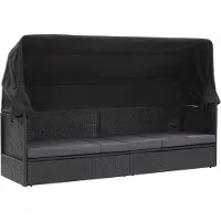 Syfax Outdoor-Sofabett mit Dach Poly-Rattan Schwarz
