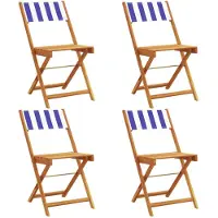 Syfax Klappstühle, 4 Stück, blau-weiß, Stoff und Massivholz