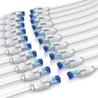 Primewire LAN-Kabel 20er Set CAT 8 Patchkabel RJ45 Netzwerkkabel 40 Gbit/s, S/FTP doppelt geschirmt, vergoldete Kontakte, abwärtskompatibel, Ethernet, 20 Stück, 1 m, weiß