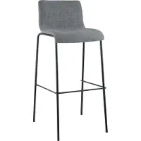 CLP Barhocker mit Lehne Hover, Barstuhl stapelbar mit Stoffbezug, Stapelstuhl Metallgestell bis 150 kg belastbar, Farbe: hellgrau, Gestellfarbe: schwarz