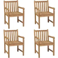 vidaXL Gartenstühle 4 Stk. mit Hellblauen Kissen Massivholz Teak