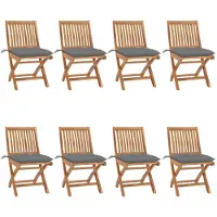 Syfax Klappstühle mit Kissen, 8-teilig, Massivholz Teakholz