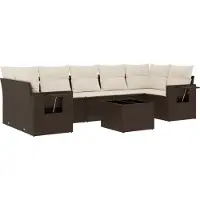 Syfax 8-tlg. Garten-Sofagarnitur mit Kissen Braun Poly Rattan