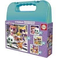 Educa SuperKitties Progressiver Puzzle Koffer, 12+16+20+25 Teile, 16 x 16 cm, , Disney
