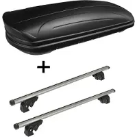 VDP Dachbox VDPMAA320 320Ltr abschließbar schwarz matt + Dachträger/Relingträger LION2 kompatibel mit für Ford Kuga II (5 Türer) ab 12