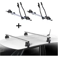 VDP 2x Fahrradträger SAGITTAR + Dachträger EVO ALU kompatibel mit für Seat Leon (5F) 5 Türer 2013-2020
