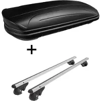VDP Dachbox VDPMAA320 320Ltr abschließbar schwarz matt + Alu Relingträger VDP004L kompatibel mit für VW Passat Variant B7 10-14