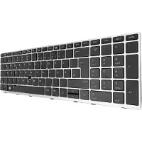 T-ProTek DEUTSCHE-Tastatur Black Silver Frame Trackpoint Beleuchtung kompatibel für HP EliteBook 850 G5 (3JX46EA)