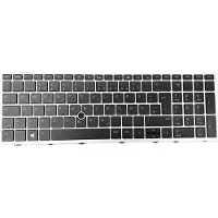 T-ProTek DEUTSCHE-Tastatur Black Silver Frame Trackpoint Beleuchtung kompatibel für HP EliteBook 850 G5 (3JX45EA)