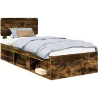 Syfax Bettrahmen Räuchereiche 75 x 190 cm Massives Kiefernholz
