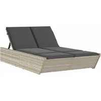 Syfax Doppel-Sonnenliege mit Kissen Hellgrau Poly Rattan