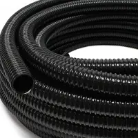 Wiltec Teichschlauch 25m Spiralschlauch 40mm (1 1/2") schwarz, lichtundurchlässig, extrem biegsam Saugschlauch Druckschlauch
