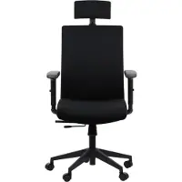 Stema Drehbarer ergonomischer Bürostuhl RIVERTON F/H, verstellbare Armlehnen, Kopfstütze, verschiebbarer Sitz (vorne-hinten), Schwarz