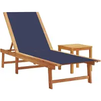 Syfax Sonnenliege mit Tisch Blau Massivholz Akazie und Textilene