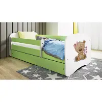 RAUMHIRSCH FURNITURE Kinderbett Jugendbett Teddybärblumen 70x140, 80x160, 80x180 cm - Komplettset mit Schublade & Rausfallschutz