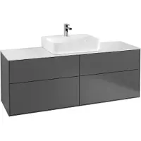 Villeroy & Boch Finion Waschtischunterschrank, Waschbecken mittig, 1600x603x501mm, Glass White Matt, F19100HB, Farbe: Peony