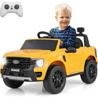 Costway Lizenziertes 12V Ranger-Kinderauto, Elektrofahrzeug mit Fernbedienung, Ablagekorb, USB, Musik, Geschichte, 2,4 GHz Fernbedienung