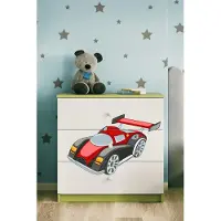 RAUMHIRSCH FURNITURE Kinderkommode mit Schubladen Rennwagen in der Farbe Grün Babydreams