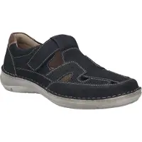 Josef seibel Klettschuh "New Anvers 81", Herren, Gr. 49, Leder, blau (dunkelblau), Schuhe Klettschuh, Bäckersandale, Komfortschuh, Halbschuh in Weite K (sehr weit)
