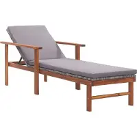 Syfax Sonnenliege mit Auflage Poly Rattan Akazie Massivholz Grau