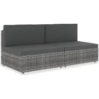 The Living Store Modulares 2-Sitzer-Sofa Poly Rattan Grau