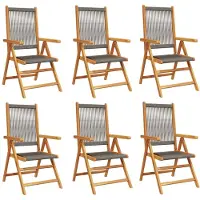Syfax Gartenstuhl Verstellbar 6 Stk. Grau Massivholz Akazie