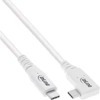 InLine USB4 Kabel, USB-C, einseitig gewinkelt, PD 240W, 8K60Hz, TPE, weiß, 2m, 2 m, USB C, USB C, USB4 Gen 3x2, 40 Gbit/s, Weiß