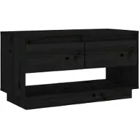 Syfax TV-Schrank Schwarz 74x34x40 cm Massivholz Kiefer