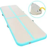 The Living Store Aufblasbare Gymnastikmatte mit Pumpe 400x100x10 cm PVC Grün
