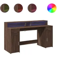 Syfax LED-Schreibtisch Braun Eichen-Optik 160x55x91 Holzwerkstoff