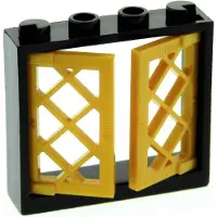 LEGO 1x Fenster Rahmen 1x4x3 schwarz 2 Flügel Gitter 1x2x3 gold dick 60607 60594