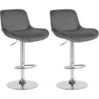 CLP 2er Set Barhocker Solon Chrom Samt - creme