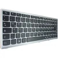 T-ProTek DEUTSCHE - Tastatur Schwarz. Silber Rahmen kompatibel für Lenovo IdeaPad U310 (MAG8EGE)