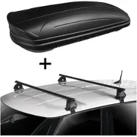 VDP Dachbox VDPMAA320 320 Liter abschließbar schwarz matt + Dachträger EVO Stahl kompatibel mit Citroen Saxo 3 Türer 1996-2004