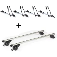 VDP 4x Fahrradträger SAGITTAR + Dachträger/Relingträger KING1 kompatibel mit für Volvo V40 Cross Country (5 Türer) ab 12