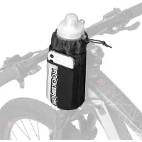 RockBros Fahrrad Flaschenhalter Lenkertasche mit Fahrrad Lenker Trinkflaschenhalter und Handytasche Schwarz 1L