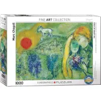 Empireposter 1000 Teile Puzzle - Puzzle - Marc Chagall - Die liebenden von Vence + Puzzle Alu Rahmen für 1000er
