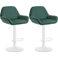 CLP 2er Set Barhocker Braga Samt, Farbe:dunkelgrün, Material Gestell:Metall matt weiss