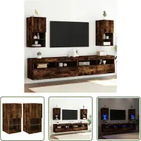The Living Store TV-Schränke mit LED-Leuchten 2 Stk. Räuchereiche 30,5x30x60 cm