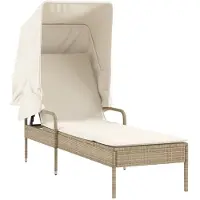 Syfax Sonnenliege mit Dach Beige Poly Rattan